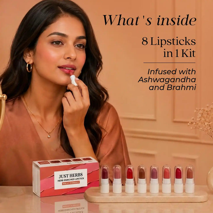 Just Herb Ayurvedic Lipstick Micro Mini Kit – 8 Matte Shades