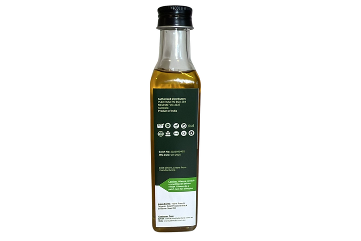 Sesame Black Oil - Organic Cold Pressed Glass Bottle