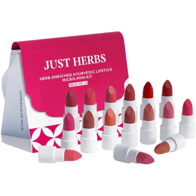 Just Herb Ayurvedic Lipstick Micro Mini Kit – 16 Matte Shades